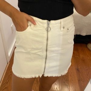 We The Free White Denim Mini Skirt